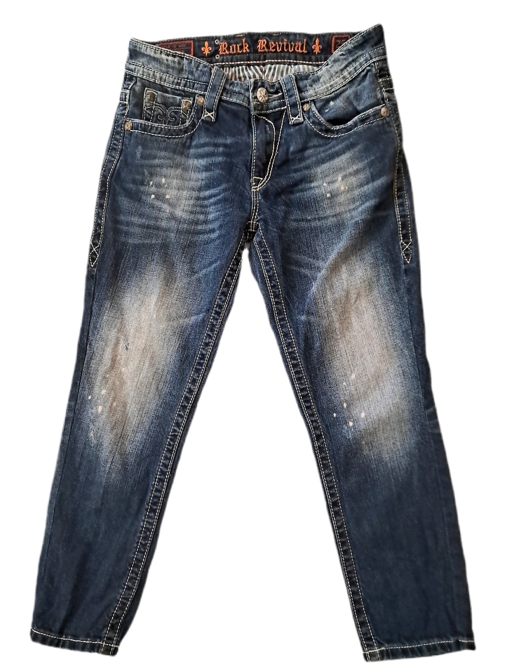 Rock Revival Womens Emile Distressed Jeans Size 25 Petite